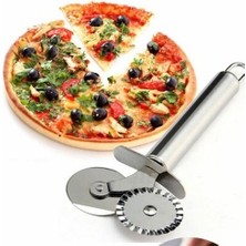 Çift Başlı Metal Pizza Kesici ve Hamur Ruleti