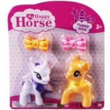 L-34-10 - Pony 2 Li Figür Set Tokalı Kartela Beyaz