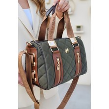 Polo Club Kadın Kaptione Desenli Silindir Model Uzun Çapraz Askılı El & Omuz Çantası (31X22 Cm)