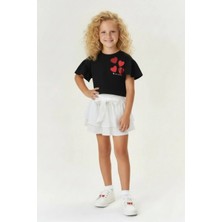 Kız Çocuk Etek Fiyonklu Beli Lastikli Dokulu Etek | Bayramlık & Özel Gün Eteği 29 Ekim-23 Nisan