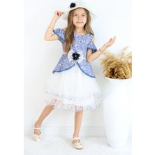 FESSHERA 🎀 Kız Çocuk Özel Gün Elbisesi Şapka ve Kemer Takımı - Çiçek Desenli, Tüllü ve Şapkalı Tasarım 🎀