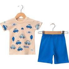 Giddy Kids Araba Desenli Kısa Kollu Üst Şortlu Erkek Bebek Takım 2'li Set (9-24 Ay)