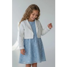 Kız Çocuk Dantel Elbise Bolero Ceket Takım 9-12 Yaş