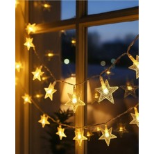 Günışığı Beyaz Yıldız Işık Zinciri 5 Metre Tasarruflu Dekor