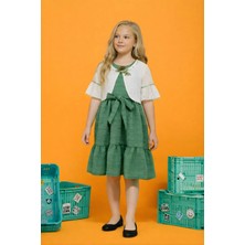 Kız Çocuk Elbise Dantel Bolerolu ve Fırfırlı Elbise Takımı Bayramlık Özel Gün Düğün Elbisesi