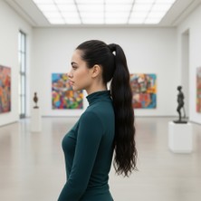 Lastik Tokalı At Kuyruğu Su Dalgalı / Siyah