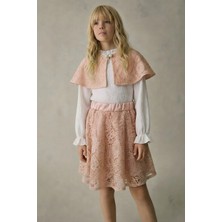 Kız Çocuk Takım Dantel Detaylı Pelerinli Özel Gün Takımı