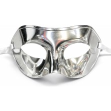 İlk El Grup Ieg™ Metalize Parlak Parti Maskesi Gümüş Renk 16X7 cm