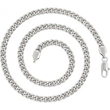 SERENES Platin Kaplama Klasik Gurmet Zincir Kolye / 55 cm