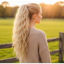 Bağlamalı Kabarık Dalgalı At Kuyruğu / Balköpüğü Beyaz Platin Röfleli