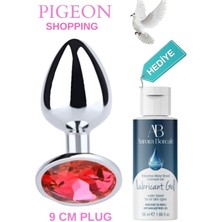 Aşkın Deposu Deromeya Health Elmas Taşlı Çelik Anl Plug Tıkaç - 9 cm Uzunluk - 4.4 mm Çap - Orta Boy Elmas Taşlı Süper Çelik Plug Süpriz Hediyeli 50 ml Jel