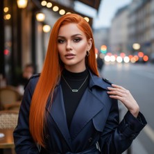 Gerçek Front Lace Tül Peruk / Düz / Canlı Bakır 70/75CM