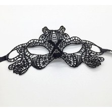 Siyah Renk Dantel Kesim Dantel Işlemeli B Parti Maskesi 11 No