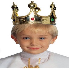 Plastik Kral Tacı Altın Renk Çuk Boy