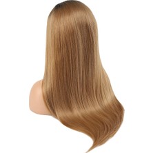 Fiber Sen Düz Uzun Tül Peruk / Siyah Karamel Uzun Ombreli