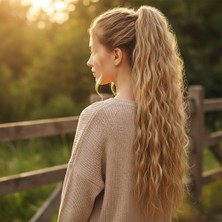 Tokalı Kabarık Dalgalı At Kuyruğu / Karamel Platin Röfleli