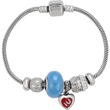 SERENES Kalp Detaylı Platin Kaplama Charm Kadın Bileklik