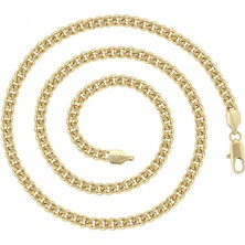 SERENES Klasik Gurmet Zincir Kolye 14 Ayar Altın Kaplama / 55 cm