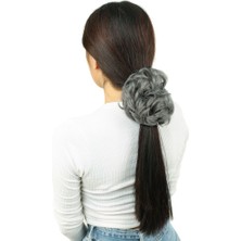 Yoğun Lı Lastikli Topuz Toka / Gri