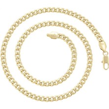 SERENES Klasik Gurmet Zincir Kolye 14 Ayar Altın Kaplama / 50 cm