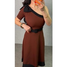 Gacha Kadın Tek Omuz Fiyonk Detaylı Midi Boy Elbise