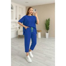 Barış Beauty Kadın Kısa Kollu Bisiklet Yaka Viskon Iki Iplik Bluz ve Pantolon Ikili Takım