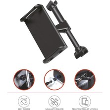 Başkenttekno Araç Içi Telefon Tablet Tutucu Ayarlanabilir Arka Koltuk Oto Aksesuarları JX050 Siyah