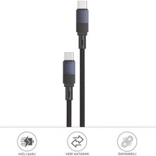 Başkenttekno Şarj Kablosu Type-C To Type-C Örgü 60W Data Kablo U18