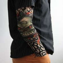Giyilebilir Kol Dövmesi Çorap Dövme 3D Baskılı Kol Bacak Dövme 2 Adet Model