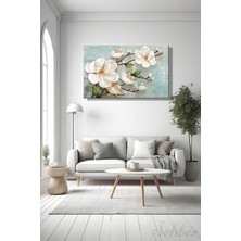 Şehber Modern Duvar Tablosu Yatay Kanvas Tekli Salon Mutfak Yatak Odası Ofis Manolya Çiçeği