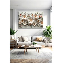 Şehber Modern Dekoratif Tekli Kanvas Tablo Yatay Salon Mutfak Yatak Odası Ofis 3D Efekt Beyaz Çiçekler