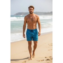 Piyera Erkek Deniz Şortu Desenli Hızlı Kuruyan Lastikli Bel Bağcıklı Yazlık Plaj ŞORTU-6020