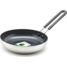 GreenPan Midipan Tava 14 cm – Paslanmaz Çelik Gövde Thermelon Seramik Yüzey | Gümüş