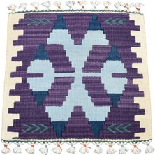 Zehra Abla Halı Yeni El Dokuma Kare Köşe Sandalye Minderi Pınarbaşı Kayseri Yün Kilim 7099