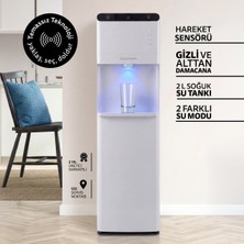 AQUAMARA Dokunmatik Kontrollü Beyaz Su Sebili Gizli Damacana 103 cm Yükseklik 2 Musluk