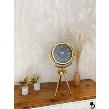 By Nevser Gold Metal Mini Tripod Sade Masa Saati 45×26 cm