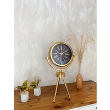 By Nevser Gold Metal Mini Tripod Zarif Masa Saati 45×26 cm