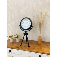 By Nevser Siyah Metal Mini Tripod Modern Masa Saati 45×26 cm