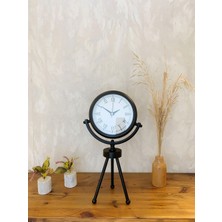 By Nevser Siyah Metal Mini Tripod Retro Masa Saati 45×26 cm