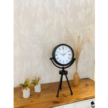 By Nevser Siyah Metal Mini Tripod Roma Rakamlı Masa Saati 45×26 cm