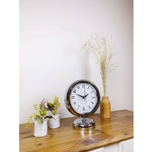 By Nevser Krom Metal Çini Desen Masa Saati 25×20 cm