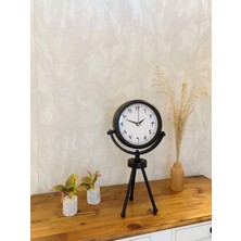 By Nevser Siyah Metal Mini Tripod Farsça Masa Saati 45×26 cm