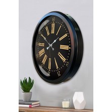 By Nevser Siyah Roma Rakamlı 52 cm Metal Duvar Saati