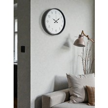 By Nevser 36 cm Gri Dekoratif Duvar Saati