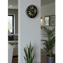 By Nevser 36 cm Gri Şık Dekoratif Duvar Saati