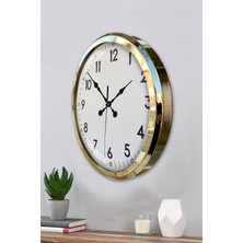 By Nevser Gold & White Luxury Classic 52 cm Metal Duvar Saati