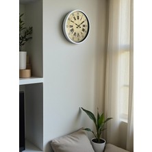 By Nevser 36 cm Beyaz Retro Dekoratif Duvar Saati