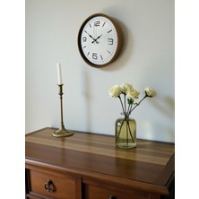 By Nevser 36 cm Kahverengi Modern Dekoratif Duvar Saati