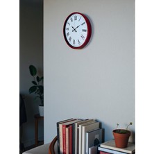 By Nevser 36 cm Kırmızı Roma Rakamlı Duvar Saati
