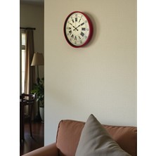 By Nevser 36 cm Kırmızı Retro Duvar Saati